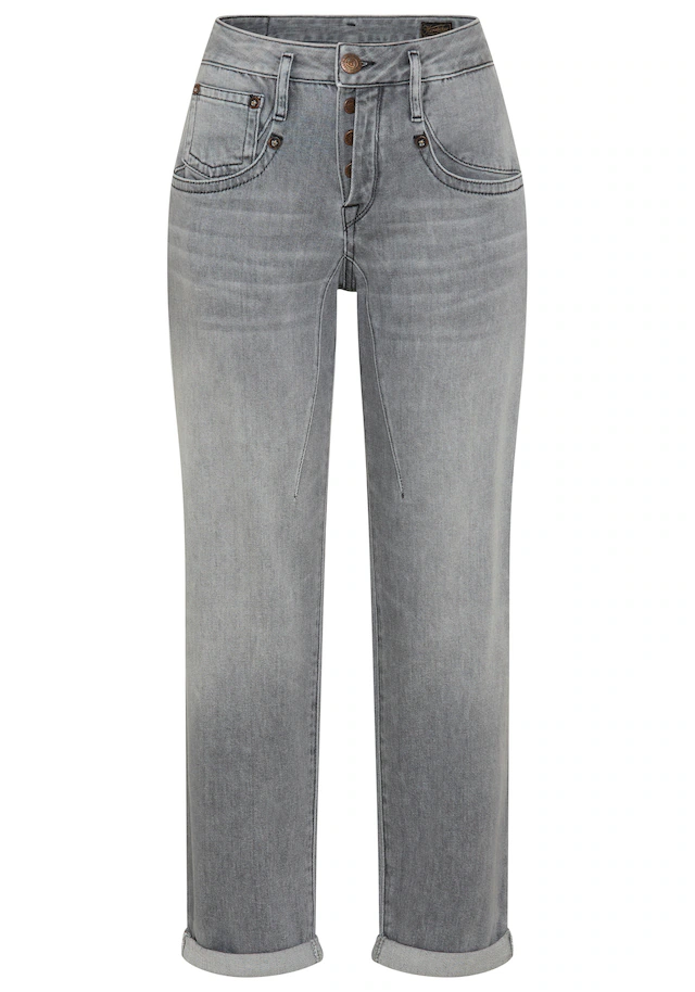 Herrlicher Boyfriend-Jeans »Shyra Tap Denim Grey Light Stretch« High Waist mit Umschlagsaum