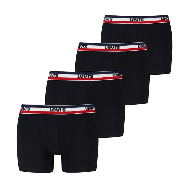 Levi's® Boxershorts »LEVIS MEN REPEAT SPW LOGO BOXER BRIEF« 4er Pack, mit gestreiftem Logobund, ohne Eingriff