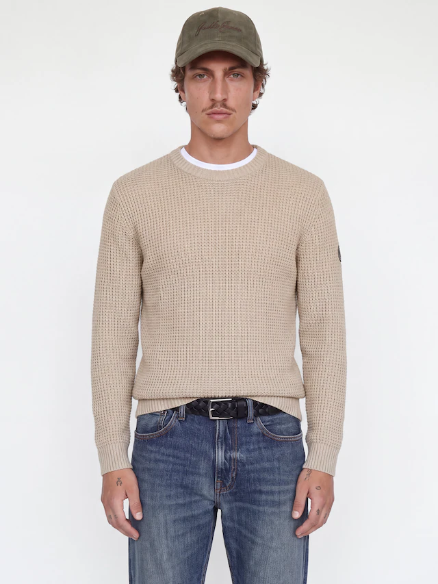 Jack & Jones Rundhalspullover »JJLUKE KNIT CREW NECK AW26« Materialmix, regular fit