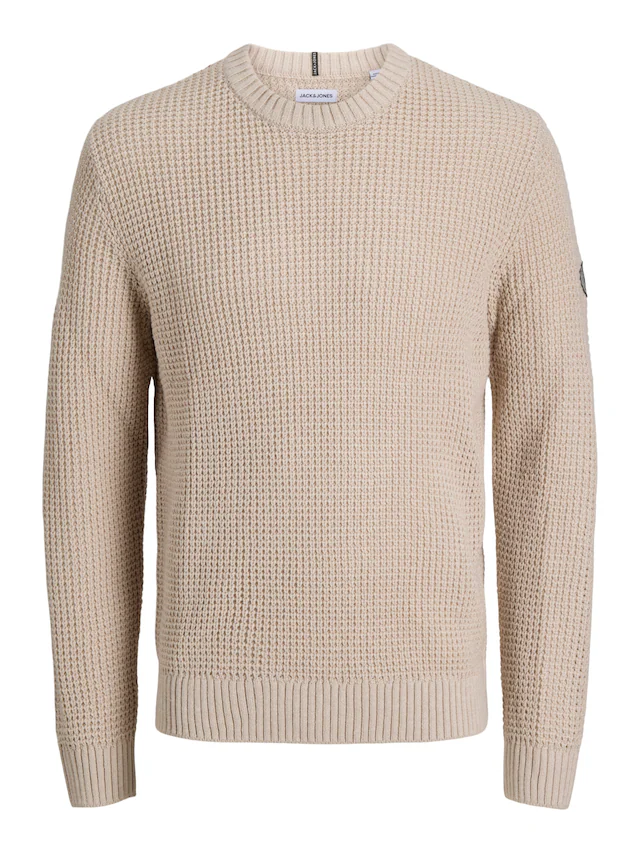 Jack & Jones Rundhalspullover »JJLUKE KNIT CREW NECK AW26« Materialmix, regular fit