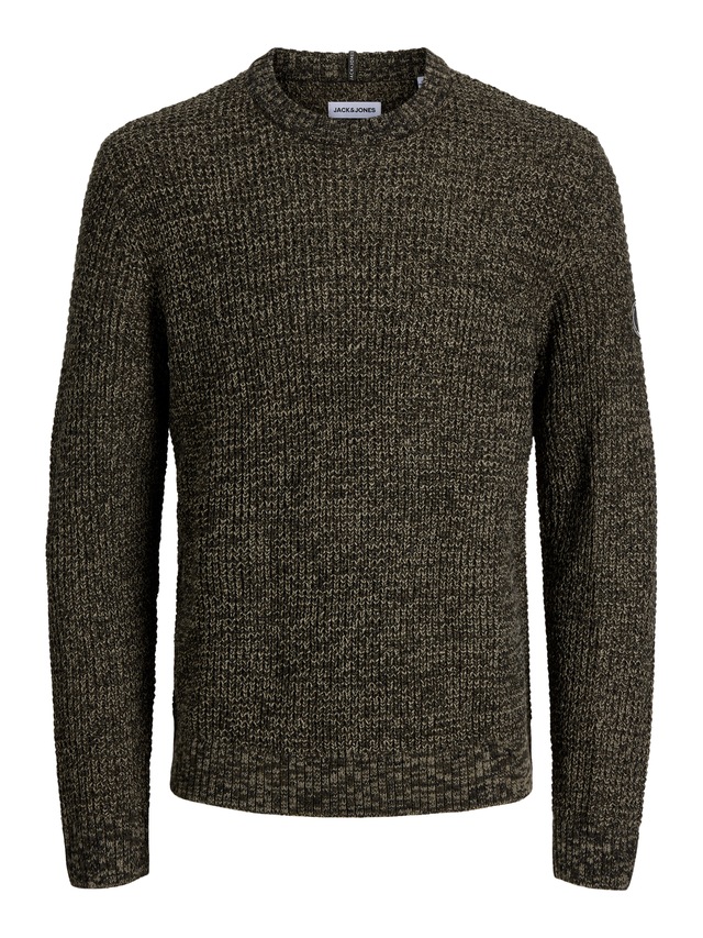 Jack & Jones Rundhalspullover »JJLUKE KNIT CREW NECK AW26« Materialmix, regular fit