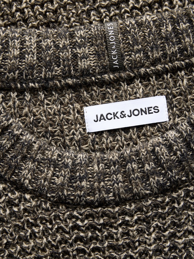 Jack & Jones Rundhalspullover »JJLUKE KNIT CREW NECK AW26« Materialmix, regular fit