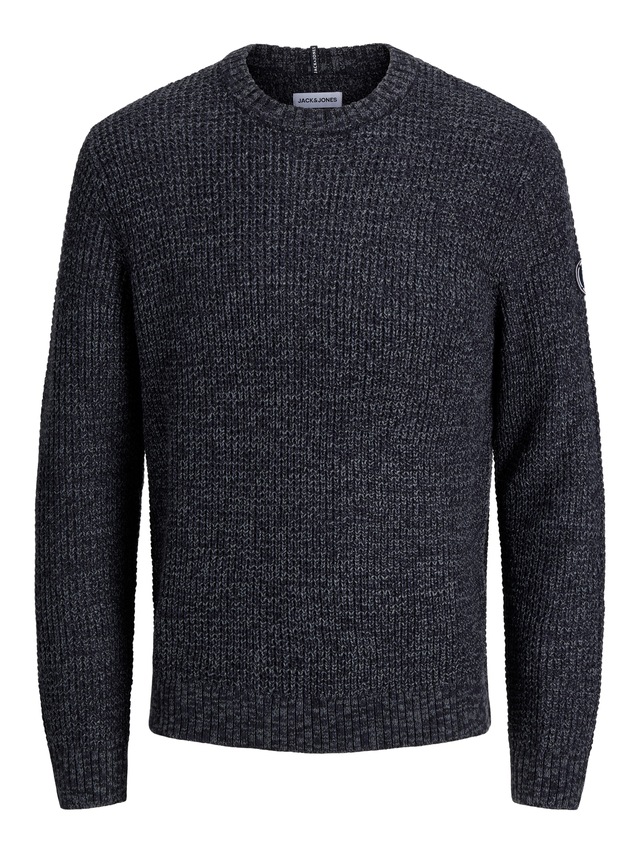 Jack & Jones Rundhalspullover »JJLUKE KNIT CREW NECK AW26« Materialmix, regular fit