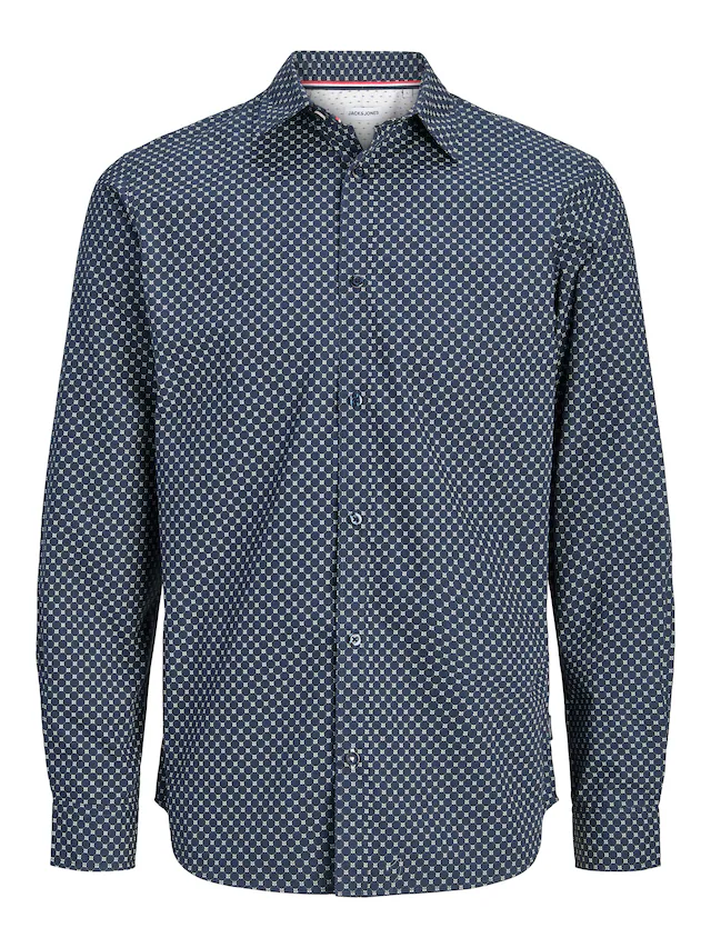 Jack & Jones Langarmhemd »JJMATHEO DETAIL PRINT SHIRT L/S« Baumwollmischung, slim fit