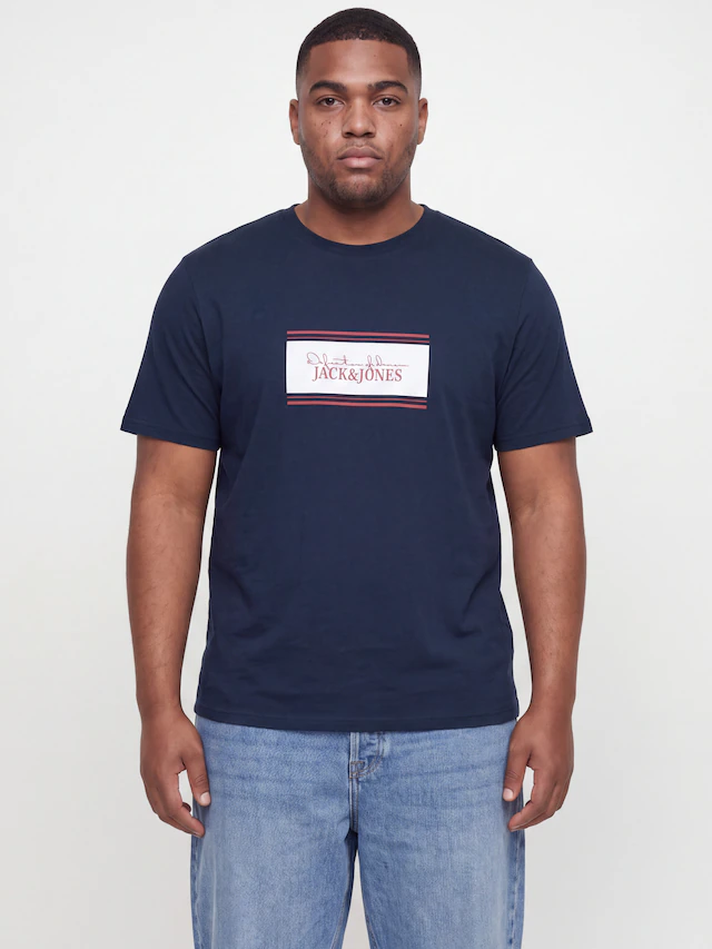 Jack & Jones PlusSize Rundhalsshirt »JJBUSTER TEE SS CREW NECK BTS SN PLS« Baumwolle, regular fit