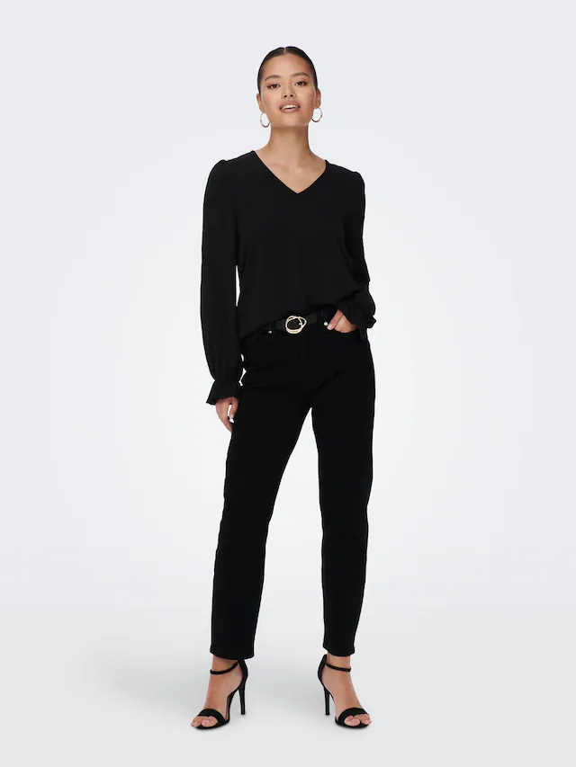 ONLY Spitzenbluse »ONLMETTE L/S LACE TOP WVN« Kunstfaser, regular fit