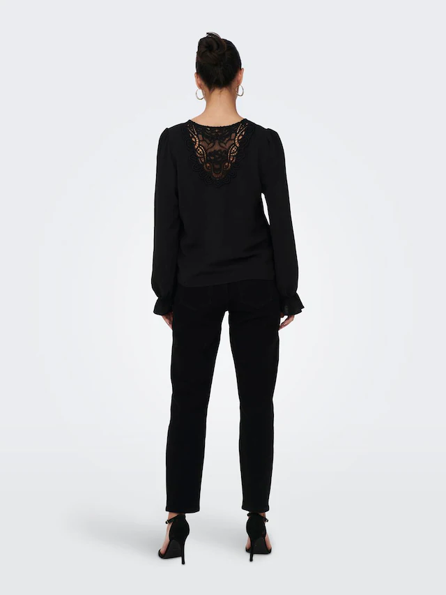 ONLY Spitzenbluse »ONLMETTE L/S LACE TOP WVN« Kunstfaser, regular fit