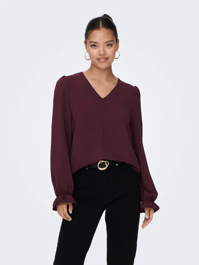 ONLY Spitzenbluse »ONLMETTE L/S LACE TOP WVN« Kunstfaser, regular fit
