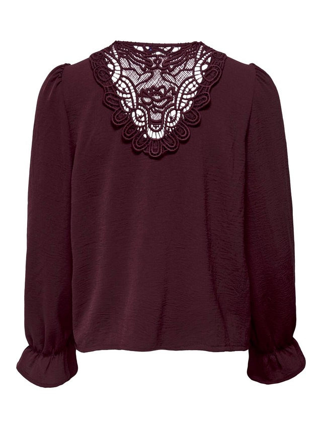 ONLY Spitzenbluse »ONLMETTE L/S LACE TOP WVN« Kunstfaser, regular fit