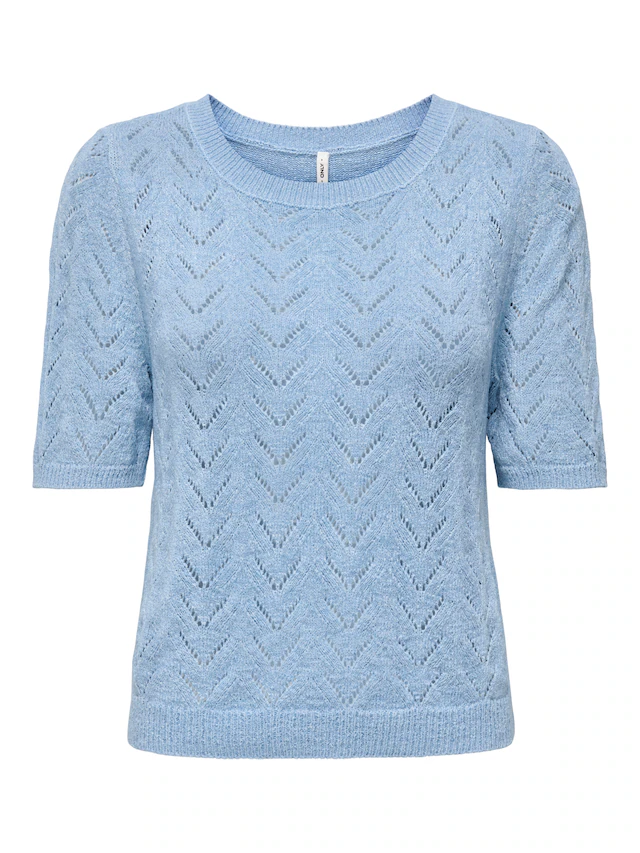 ONLY Kurzarmpullover »ONLSUNNY SS O-NECK KNT« Kunstfaser, regular fit, Rundhals
