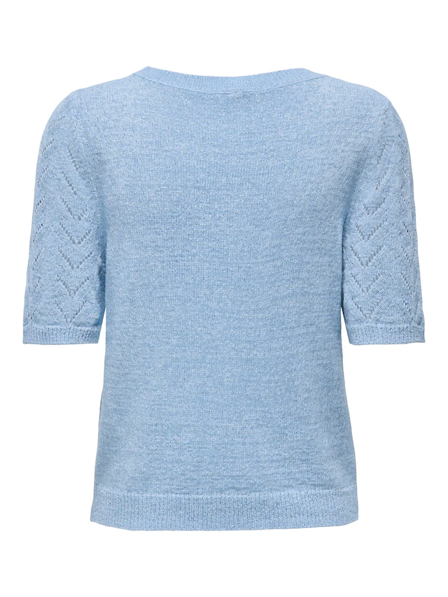 ONLY Kurzarmpullover »ONLSUNNY SS O-NECK KNT« Kunstfaser, regular fit, Rundhals