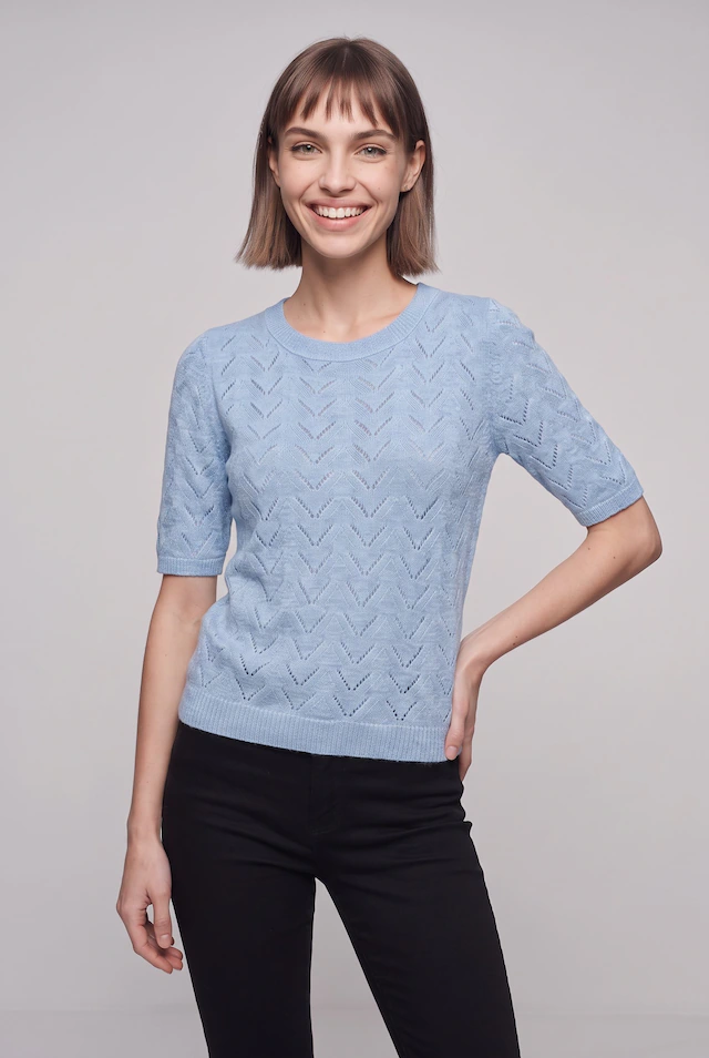 ONLY Kurzarmpullover »ONLSUNNY SS O-NECK KNT« Kunstfaser, regular fit, Rundhals