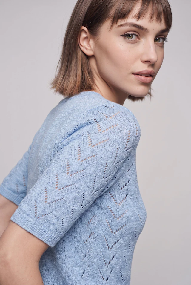 ONLY Kurzarmpullover »ONLSUNNY SS O-NECK KNT« Kunstfaser, regular fit, Rundhals