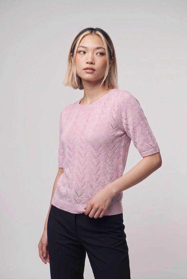 ONLY Kurzarmpullover »ONLSUNNY SS O-NECK KNT« Kunstfaser, regular fit, Rundhals