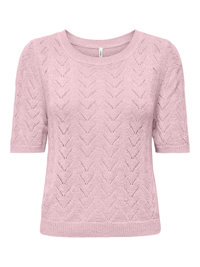ONLY Kurzarmpullover »ONLSUNNY SS O-NECK KNT« Kunstfaser, regular fit, Rundhals