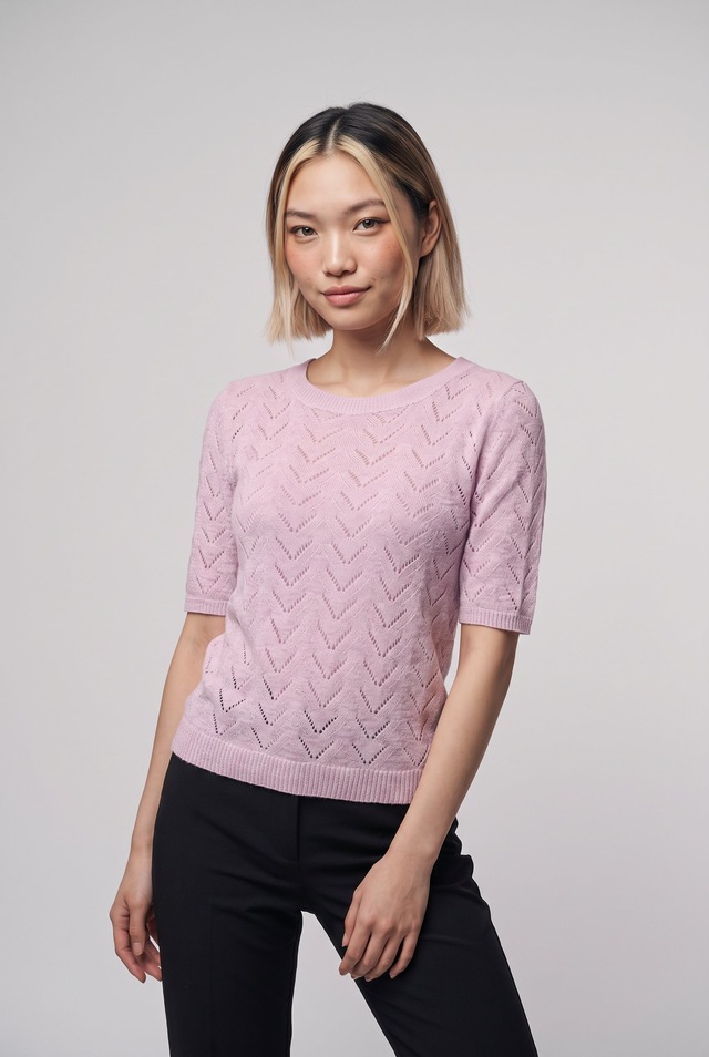 ONLY Kurzarmpullover »ONLSUNNY SS O-NECK KNT« Kunstfaser, regular fit, Rundhals