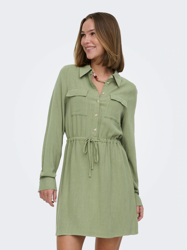 ONLY Blusenkleid »ONLSIESTA L/S LINEN BL SHIRT DRESS PNT« Viskosemischung, regular fit, mit Leinen