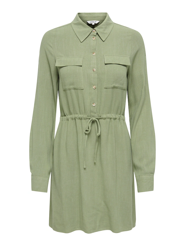ONLY Blusenkleid »ONLSIESTA L/S LINEN BL SHIRT DRESS PNT« Viskosemischung, regular fit, mit Leinen