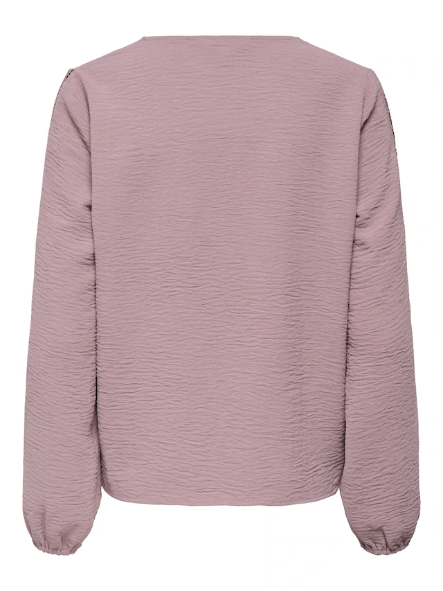 ONLY Langarmbluse »ONLGREGOR METTE LS LACE TOP WVN« Kunstfaser, regular fit, V-Ausschnitt, Regular Waist
