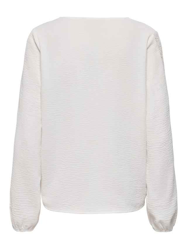 ONLY Langarmbluse »ONLGREGOR METTE LS LACE TOP WVN« Kunstfaser, regular fit, V-Ausschnitt, Regular Waist