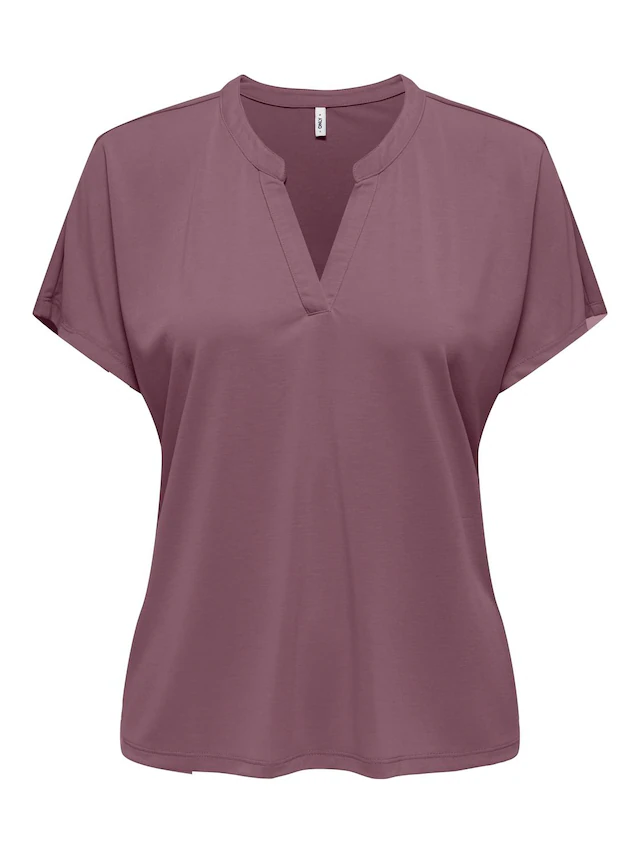 ONLY Kurzarmshirt »ONLFREE LIFE S/S SPLIT TOP JRS« Materialmix, regular fit