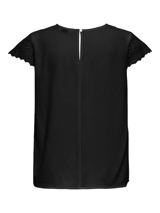 ONLY Kurzarmbluse »ONLELVA-VIA S/S DETAIL TOP WVN CS FR« Viskose, Spitze