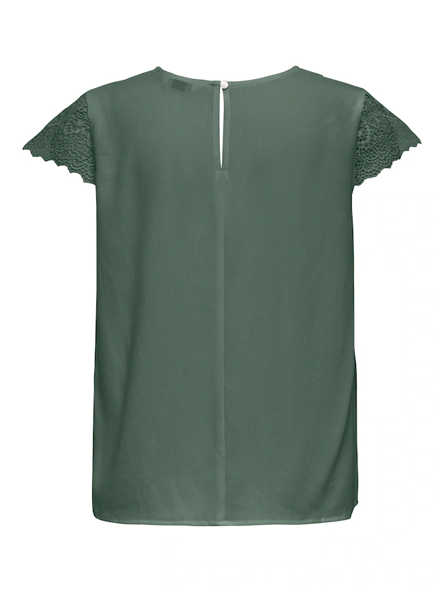 ONLY Kurzarmbluse »ONLELVA-VIA S/S DETAIL TOP WVN CS FR« Viskose, Spitze