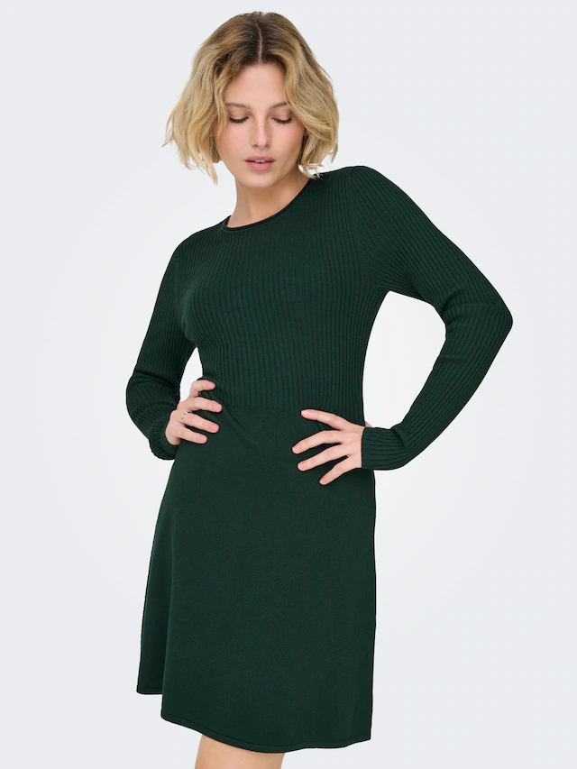 ONLY Minikleid »ONLMISTY LIFE LS O-NECK RIB DRES EX KNT« Viskosemischung, regular fit, Rundhals