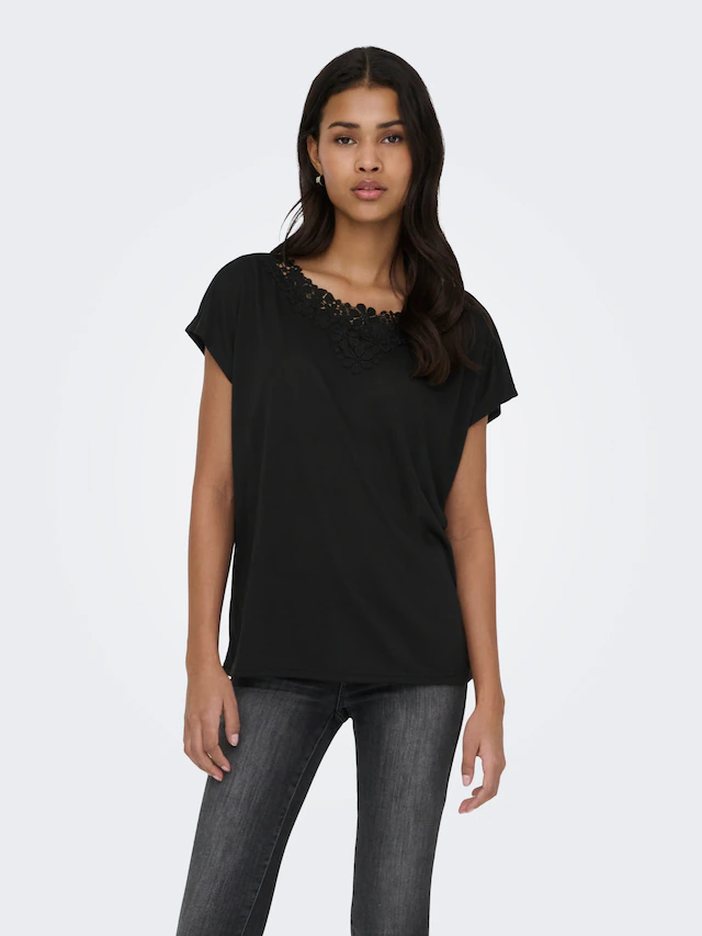 ONLY Spitzenshirt »ONLWINNIE S/S TOP CS JRS« Polyester, regular fit