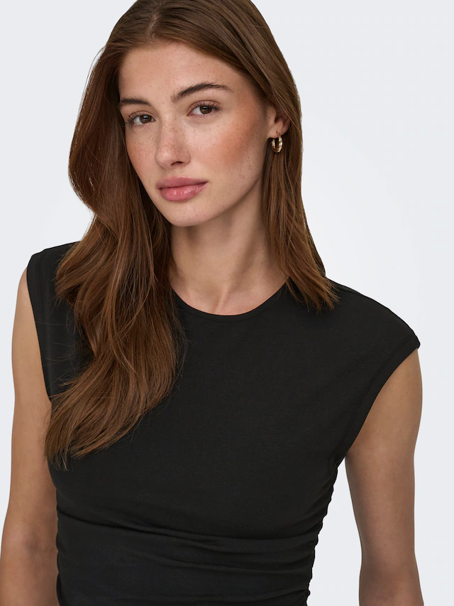 ONLY »ONLMIRA CAPSL RUCHING TOP JRS NOOS« Baumwollmischung, regular fit, Rundhals