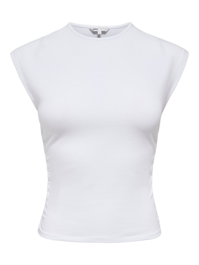 ONLY »ONLMIRA CAPSL RUCHING TOP JRS NOOS« Baumwollmischung, regular fit, Rundhals
