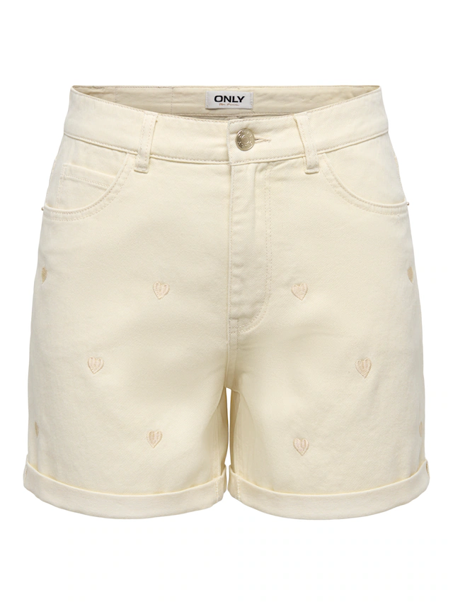 ONLY Jeansshorts »ONLVEGA HW EMBROIDERY DNM SHORTS GUANOOS« Baumwolle, High Waist