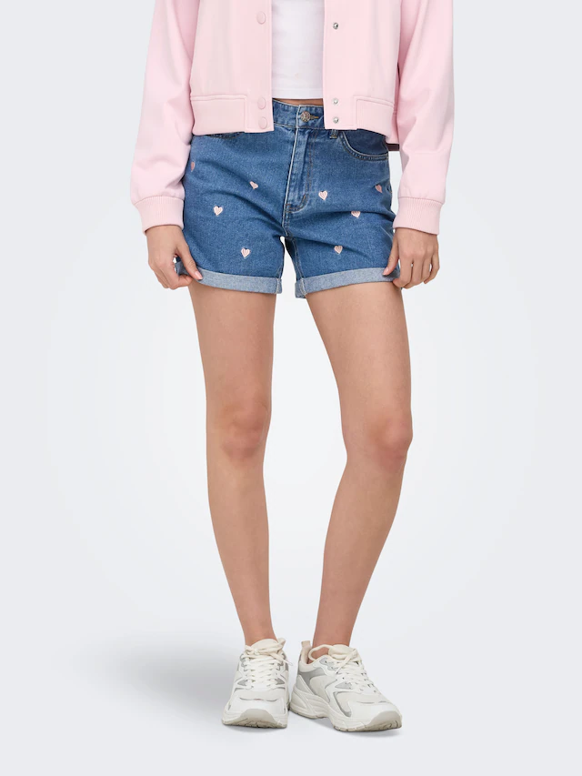 ONLY Jeansshorts »ONLVEGA HW EMBROIDERY DNM SHORTS GUANOOS« Baumwolle, High Waist