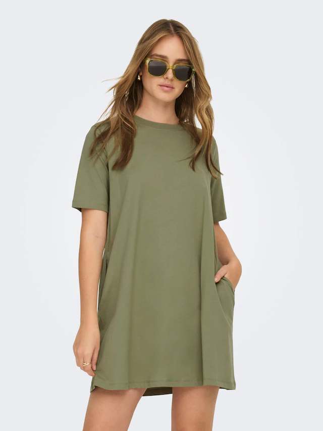 ONLY Minikleid »ONLMARA S/S POCKET DRESS JRS NOOS« Baumwolle, oversize, Rundhals