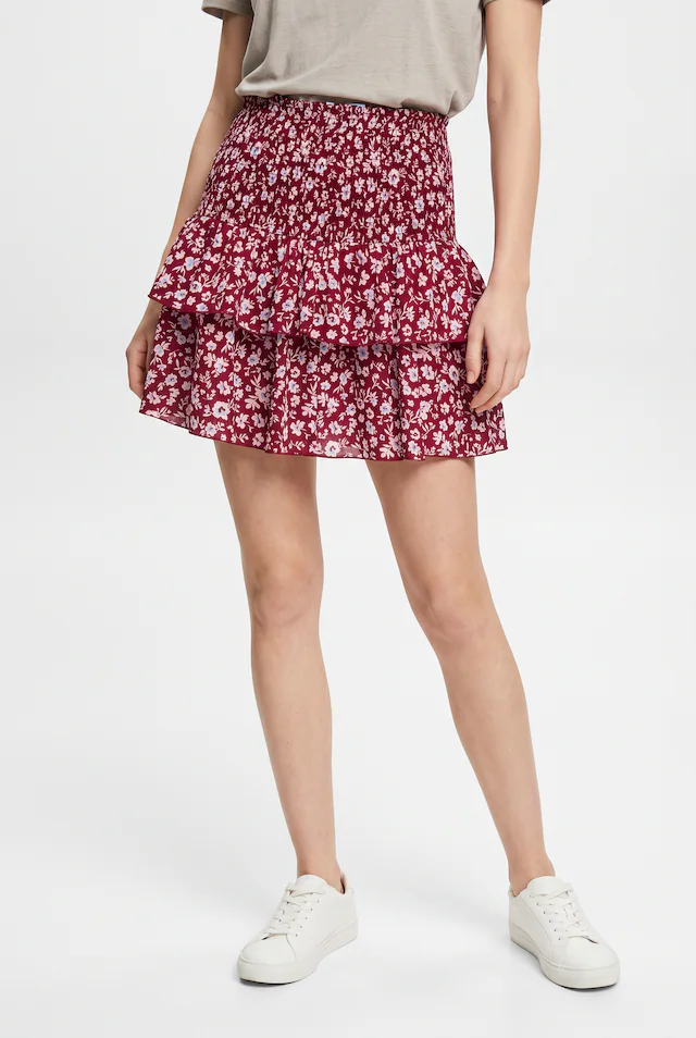 ONLY Minirock »ONLZOEY LAYRED SKIRT WVN NOOS« Baumwolle, gesmoktes Taillenbündchen, Volant