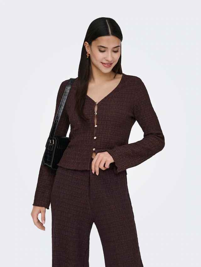 ONLY Strickjacke »ONLILSE L/S CARIDGAN STRUC JRS« Kunstfaser, V-Ausschnitt