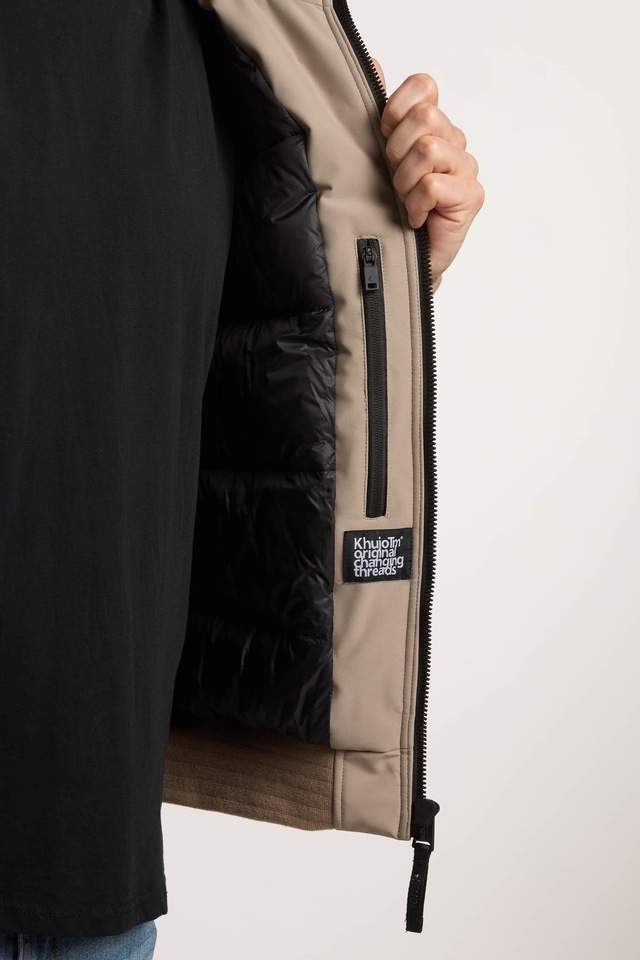 khujo Outdoorjacke »Ginster« ohne Kapuze Herren Winterjacke mit Teddyfleece-Besatz und magnetischen Details
