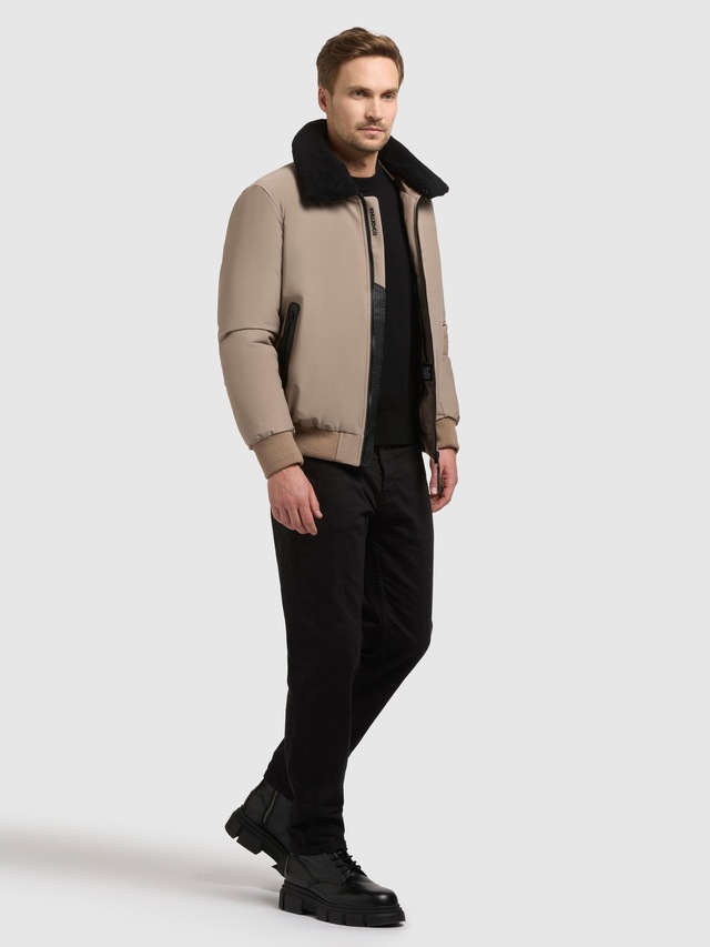 khujo Outdoorjacke »Ginster« ohne Kapuze Herren Winterjacke mit Teddyfleece-Besatz und magnetischen Details