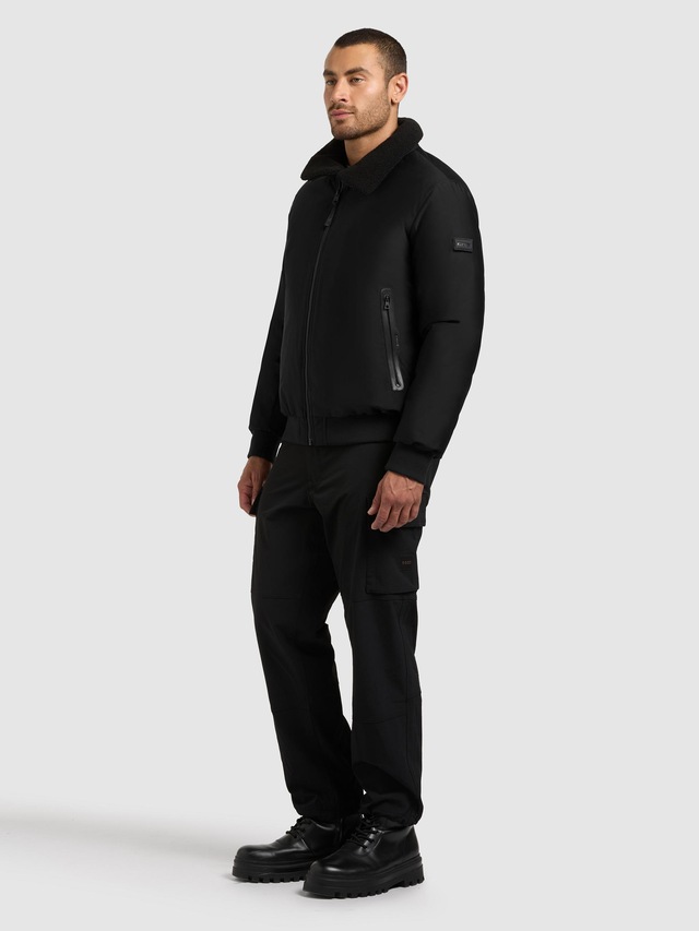 khujo Outdoorjacke »Ginster« ohne Kapuze Herren Winterjacke mit Teddyfleece-Besatz und magnetischen Details