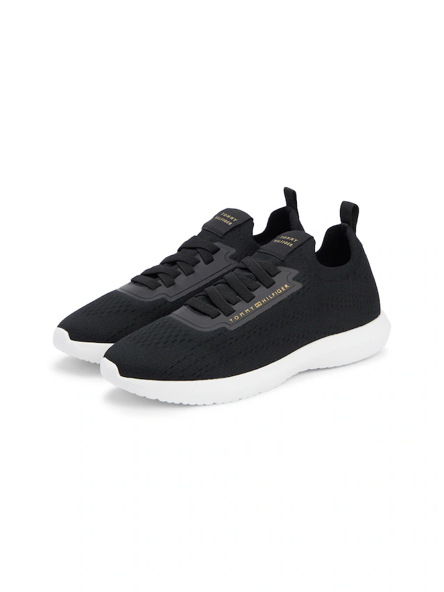 Tommy Hilfiger Slip-On Sneaker »TH KNIT EXTRALIGHT RUNNER« Freizeitschuh, Halbschuh, Slipper mit elastischen Schnürsenkeln