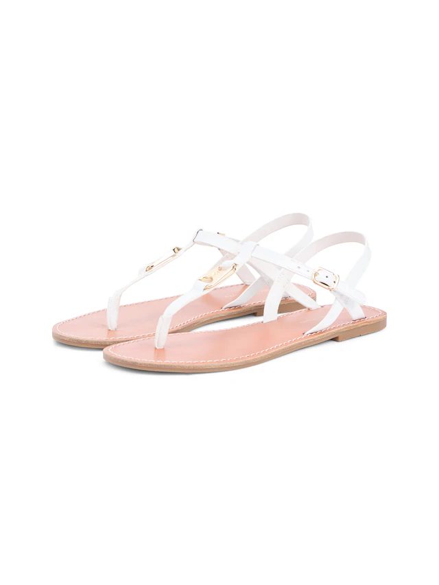 Tommy Hilfiger Riemchensandale »LEATHER THONG SANDAL« Sommerschuh, Sandalette mit Schmucklogo
