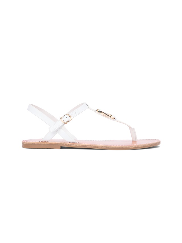 Tommy Hilfiger Riemchensandale »LEATHER THONG SANDAL« Sommerschuh, Sandalette mit Schmucklogo