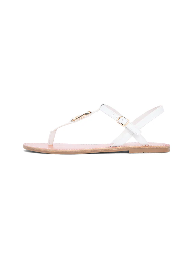 Tommy Hilfiger Riemchensandale »LEATHER THONG SANDAL« Sommerschuh, Sandalette mit Schmucklogo