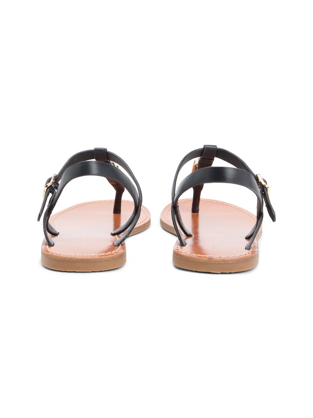 Tommy Hilfiger Riemchensandale »LEATHER THONG SANDAL« Sommerschuh, Sandalette mit Schmucklogo