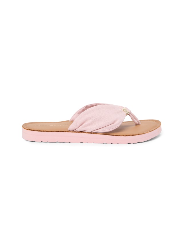 Tommy Hilfiger Zehentrenner »TH LTR FOOTBED SUMMER SANDAL« Sommerschuh, Strandschuh, Dianette, Flat mit Logoemblem