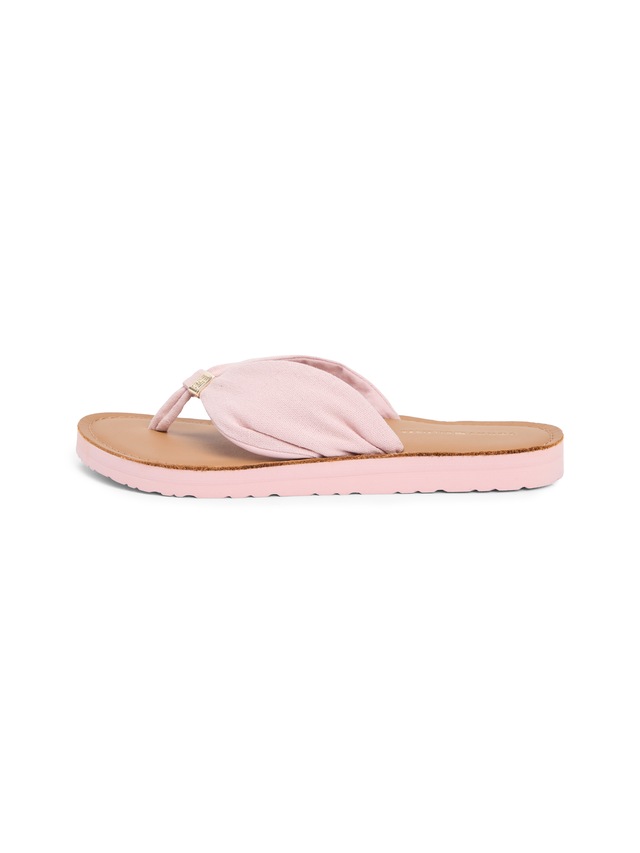 Tommy Hilfiger Zehentrenner »TH LTR FOOTBED SUMMER SANDAL« Sommerschuh, Strandschuh, Dianette, Flat mit Logoemblem