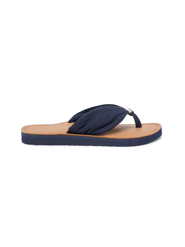 Tommy Hilfiger Zehentrenner »TH LTR FOOTBED SUMMER SANDAL« Sommerschuh, Strandschuh, Dianette, Flat mit Logoemblem