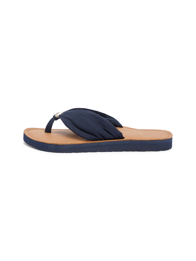 Tommy Hilfiger Zehentrenner »TH LTR FOOTBED SUMMER SANDAL« Sommerschuh, Strandschuh, Dianette, Flat mit Logoemblem