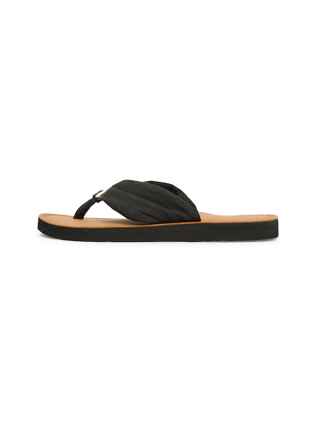 Tommy Hilfiger Zehentrenner »TH LTR FOOTBED SUMMER SANDAL« Sommerschuh, Strandschuh, Dianette, Flat mit Logoemblem