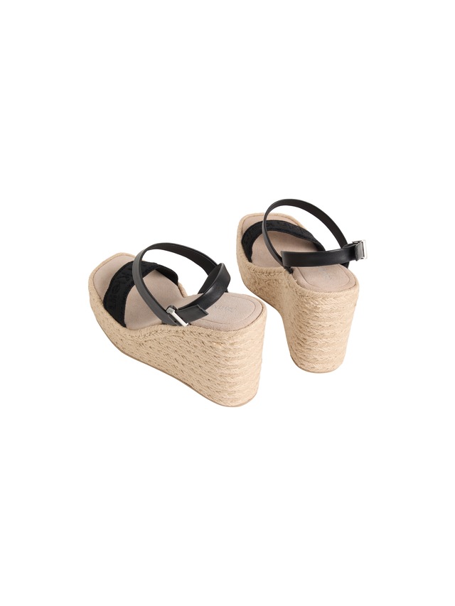 Calvin Klein Keilsandalette »WEDGE ESPAD 70 WEBBING LTH« Sommerschuh, Plateausandale, Keilabsatz, mit Bastbesatz
